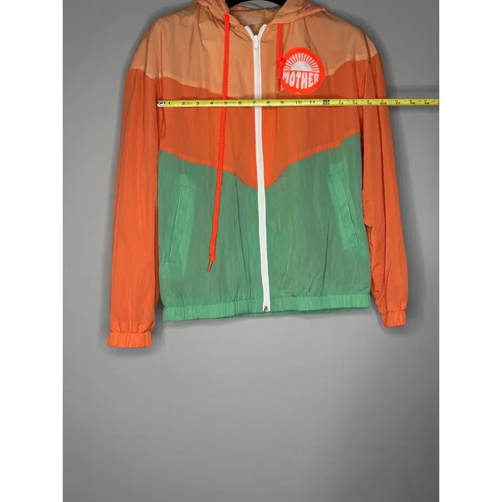 Mother Denim The Triple Shade Orange & Green Zip-Up Hooded Jacket, Size XS NWT
